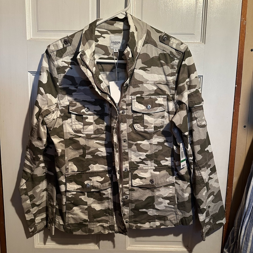 Kensie Olive & Beige Camo Field Jacket NWT